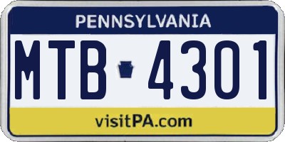 PA license plate MTB4301