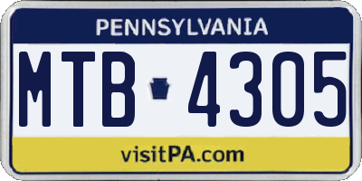 PA license plate MTB4305