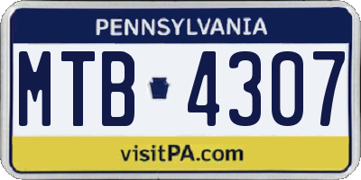 PA license plate MTB4307