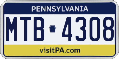 PA license plate MTB4308