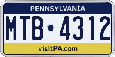 PA license plate MTB4312