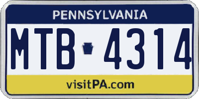 PA license plate MTB4314