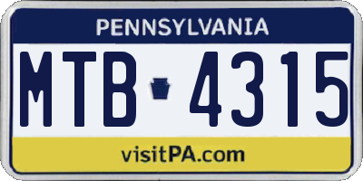 PA license plate MTB4315