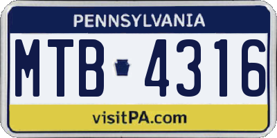 PA license plate MTB4316