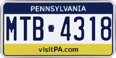 PA license plate MTB4318