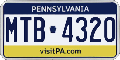 PA license plate MTB4320