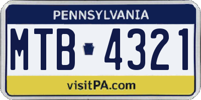 PA license plate MTB4321