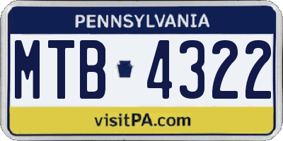 PA license plate MTB4322
