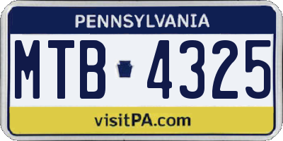 PA license plate MTB4325