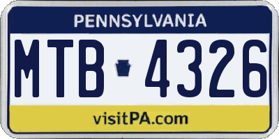 PA license plate MTB4326