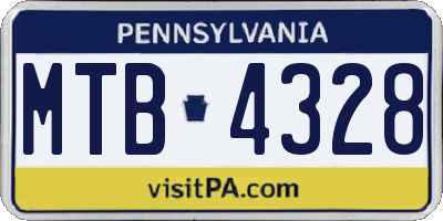 PA license plate MTB4328