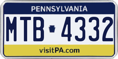 PA license plate MTB4332