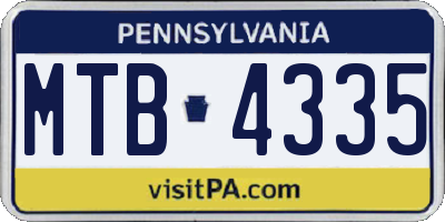 PA license plate MTB4335