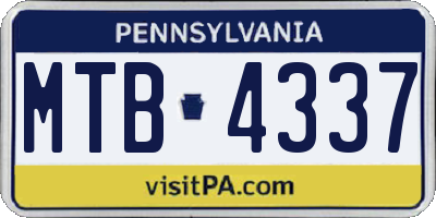 PA license plate MTB4337