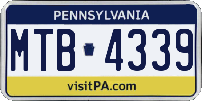 PA license plate MTB4339