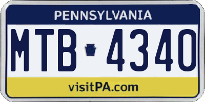 PA license plate MTB4340
