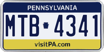 PA license plate MTB4341