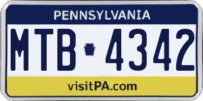 PA license plate MTB4342