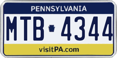 PA license plate MTB4344