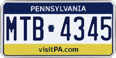 PA license plate MTB4345
