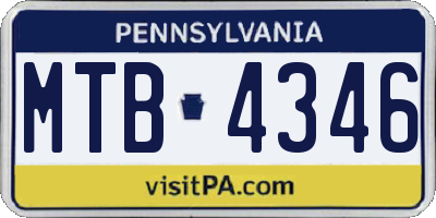 PA license plate MTB4346