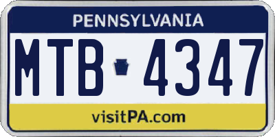 PA license plate MTB4347