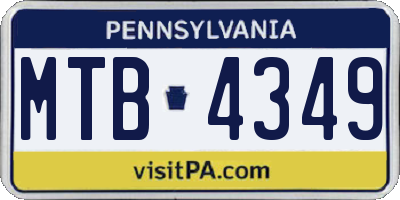 PA license plate MTB4349