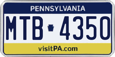 PA license plate MTB4350