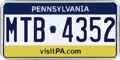 PA license plate MTB4352