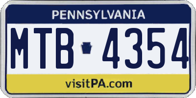 PA license plate MTB4354