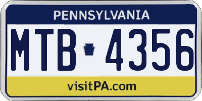 PA license plate MTB4356