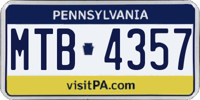 PA license plate MTB4357