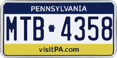 PA license plate MTB4358