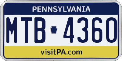 PA license plate MTB4360