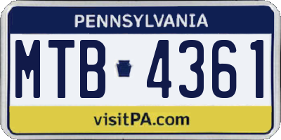 PA license plate MTB4361