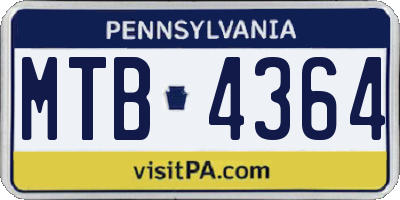 PA license plate MTB4364