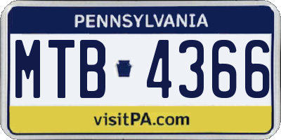 PA license plate MTB4366