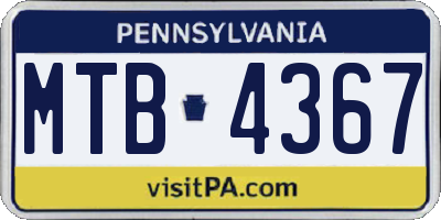 PA license plate MTB4367