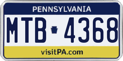 PA license plate MTB4368
