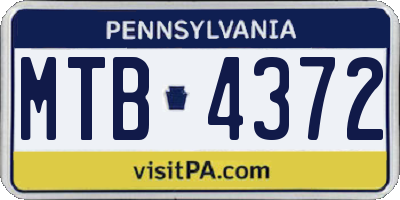 PA license plate MTB4372