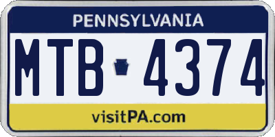 PA license plate MTB4374