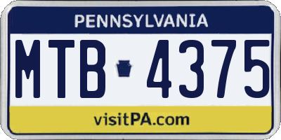 PA license plate MTB4375