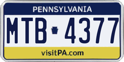 PA license plate MTB4377