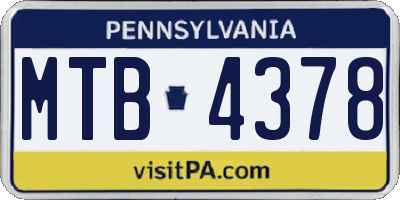 PA license plate MTB4378