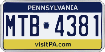 PA license plate MTB4381