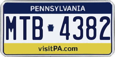 PA license plate MTB4382
