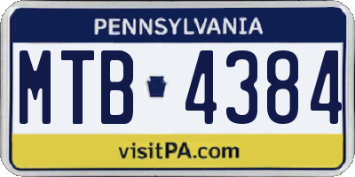 PA license plate MTB4384