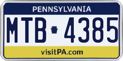 PA license plate MTB4385