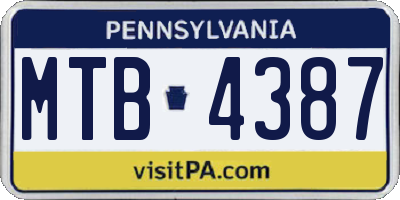 PA license plate MTB4387