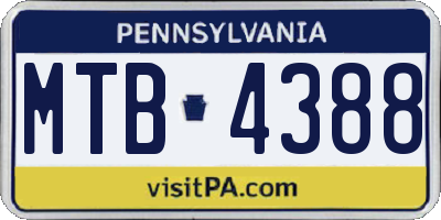 PA license plate MTB4388